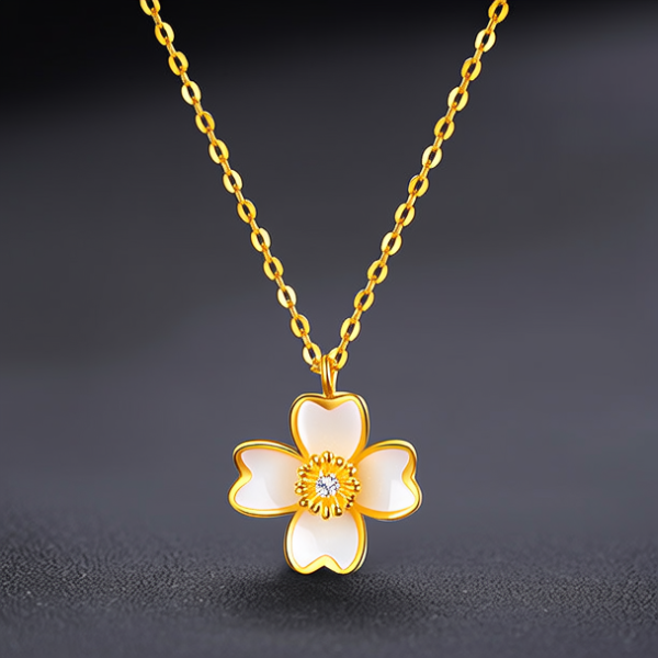 花朵金项链图片