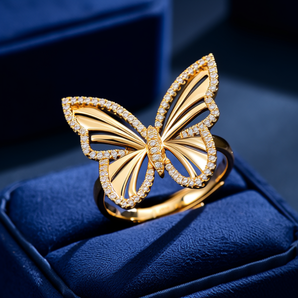 蝴蝶金戒指图片大全