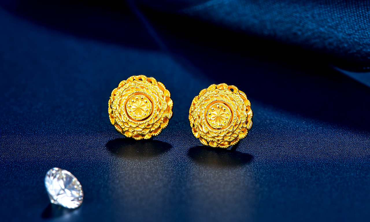 黄金耳钉图片最新款